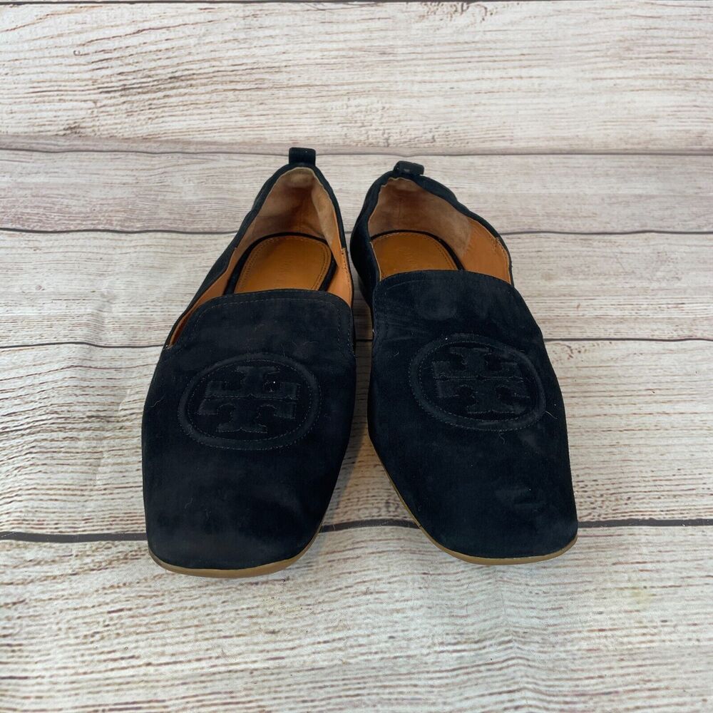 Tory Burch Leigh Womens Sz 11 Black Suede Loafers Slip On - Picture 3 of 9